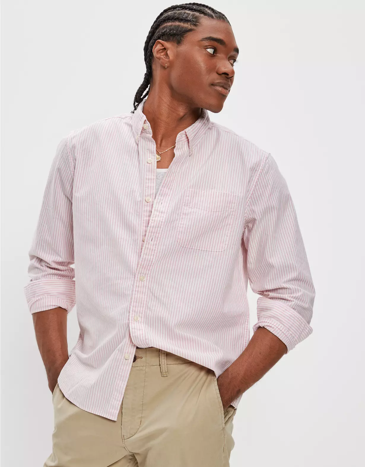 AE Everyday Striped Oxford Button-Up Shirt 1 AE Everyday Striped Oxford Button-Up Shirt
