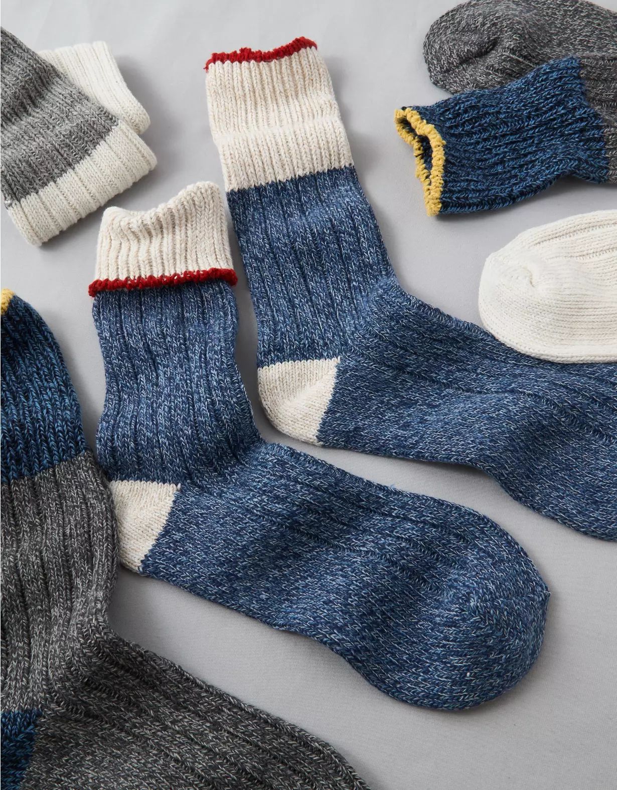 AE Striped-Cuff Boot Sock 3-Pack 1 AE Striped-Cuff Boot Sock 3-Pack