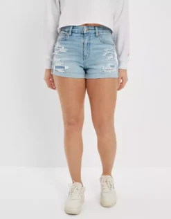 AE Stretch Curvy Denim Mom Shorts 4 AE Stretch Curvy Denim Mom Shorts -Aerie Fashion Shop 0337 7378 915 of
