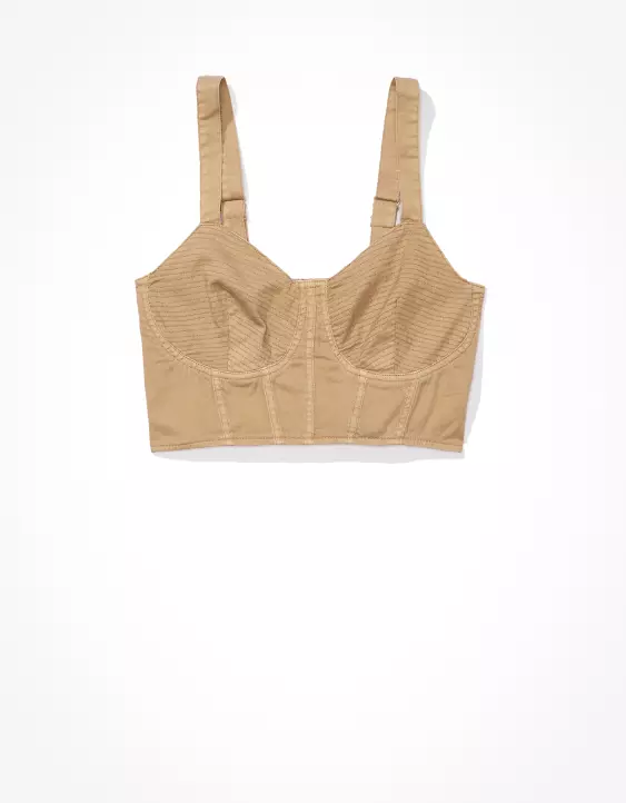 AE Cropped Denim Corset Tank Top 3 AE Cropped Denim Corset Tank Top - Image 3