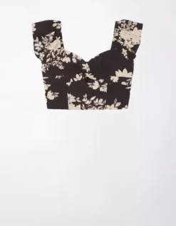 AE Cropped Twist-Front Flutter-Sleeve Top -Aerie Fashion Shop 0358 5361 001 f