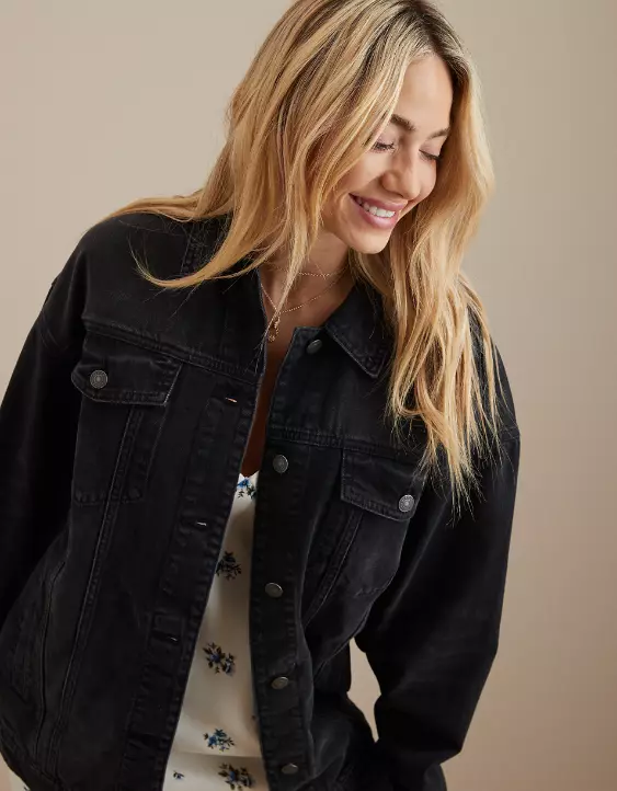 AE Oversized Denim Boyfriend Jacket 2 AE Oversized Denim Boyfriend Jacket - Image 2