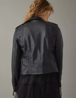 AE Vegan Leather Motorcycle Jacket -Aerie Fashion Shop 0383 3396 001 ob