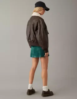 AE Sherpa Leather Bomber Jacket -Aerie Fashion Shop 0383 3435 200 ob