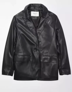 AE Oversized Vegan Leather Boyfriend Blazer -Aerie Fashion Shop 0383 3443 001 f