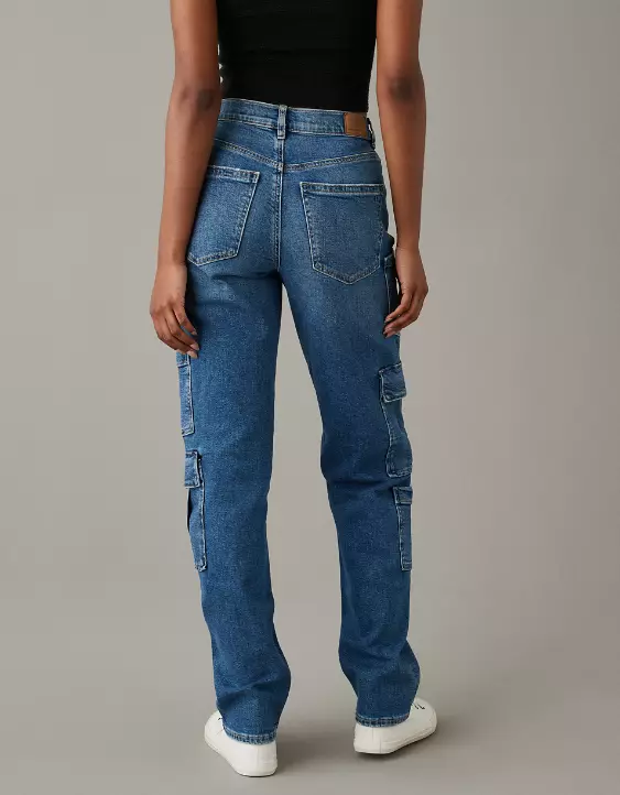 AE Stretch Super High-Waisted Baggy Straight Cargo Jean 3 AE Stretch Super High-Waisted Baggy Straight Cargo Jean - Image 3