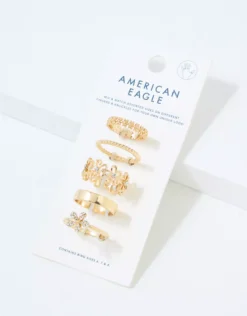 AE Gold Floral Ring 5-Pack -Aerie Fashion Shop 0481 6543 700 b