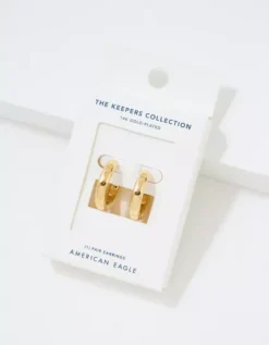 AE Keepers Collection 14K Gold Plated Tubular Hoop Earring -Aerie Fashion Shop 0484 1449 709 b