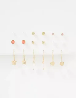 AEO Coral Stud + Hoop Earring 18-Pack -Aerie Fashion Shop 0484 6519 900 d1