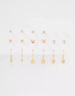 AEO Gold Mini Stud + Hoop Earring 18-Pack -Aerie Fashion Shop 0484 6632 709 f