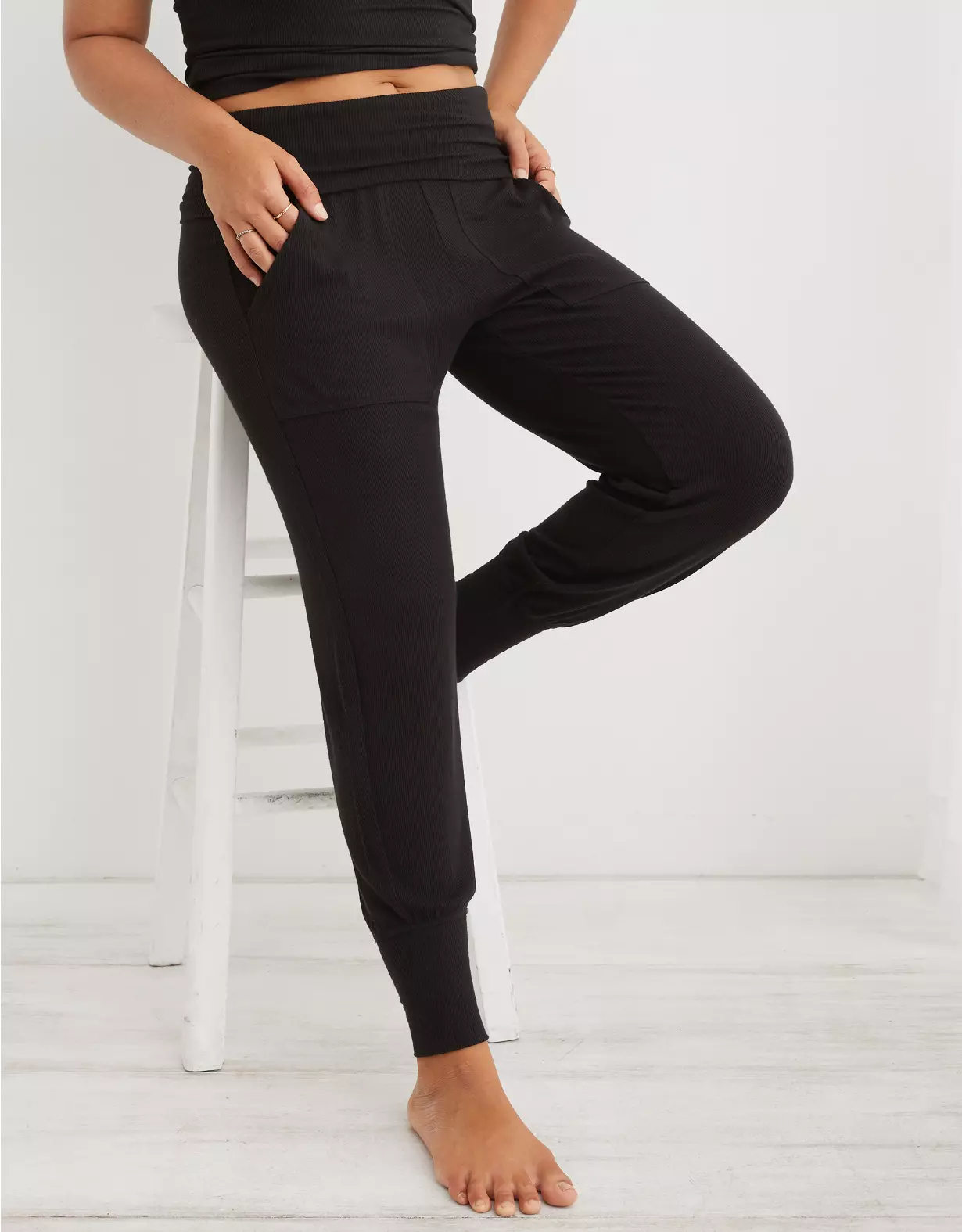 Aerie Real Soft® Ribbed Foldover Jogger 1 Aerie Real Soft® Ribbed Foldover Jogger