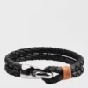 West Coast Jewelry Stainless Steel Braided Leather Bracelet