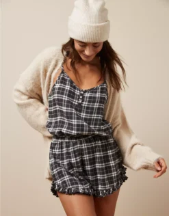 AE Flannel Ruffle PJ Romper