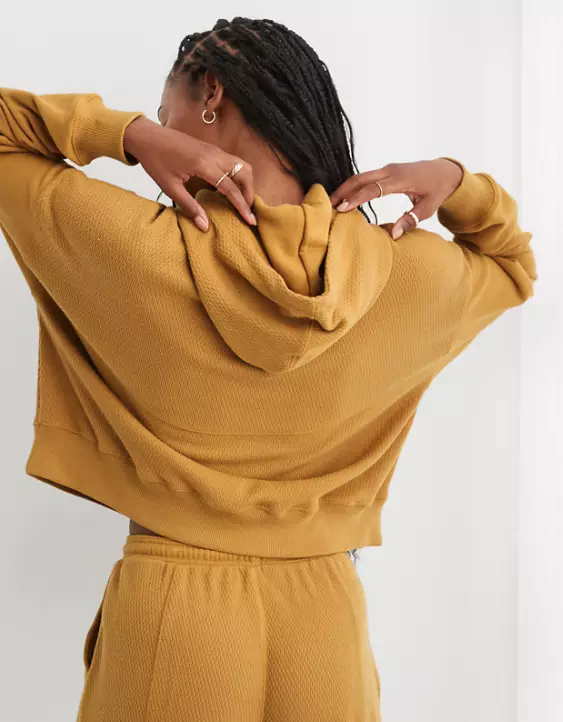 Aerie Textured Cropped Sweatshirt 2 Aerie Textured Cropped Sweatshirt - Image 2