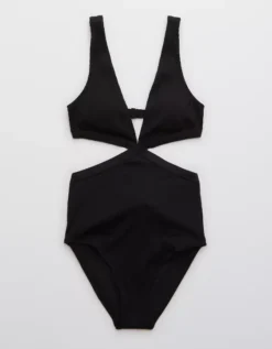 Aerie Ribbed Mix Crossover Cut Out One Piece Swimsuit -Aerie Fashion Shop 0751 4167 073 f