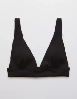Aerie Ribbed Tie Longline Triangle Bikini Top -Aerie Fashion Shop 0752 2639 073 f