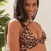 Aerie Longline Plunge Leopard Ring Bikini Top