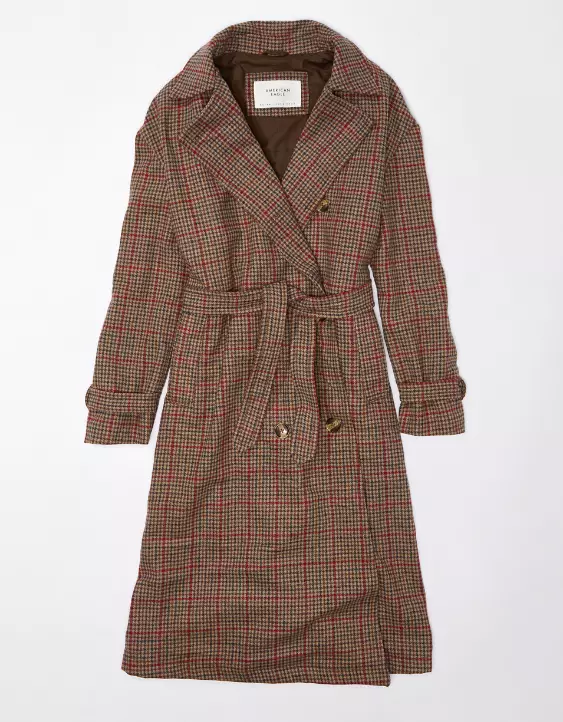 AE Plaid Trench Coat 2 AE Plaid Trench Coat - Image 2