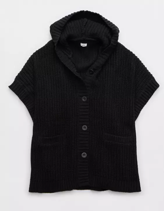Aerie Hooded Ribbed Cape 3 Aerie Hooded Ribbed Cape - Image 3