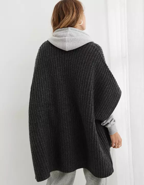 Aerie Marled Rib Sweater Cape 2 Aerie Marled Rib Sweater Cape - Image 2