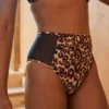 Aerie Leopard Mesh High Cut Cheeky Bikini Bottom