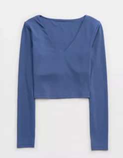 OFFLINE By Aerie Real Me Long Sleeve V-Neck T-Shirt -Aerie Fashion Shop 2162 1488 417 f