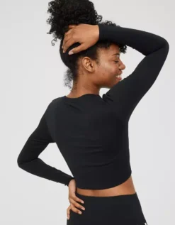 OFFLINE By Aerie Sidewalk Seamless Long Sleeve Cropped T-Shirt 5 OFFLINE By Aerie Sidewalk Seamless Long Sleeve Cropped T-Shirt -Aerie Fashion Shop 2162 2510 073 ob