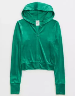OFFLINE By Aerie Bright Lights Velour Cropped Full Zip Hoodie -Aerie Fashion Shop 2164 1406 858 f
