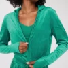 OFFLINE By Aerie Bright Lights Velour Cropped Full Zip Hoodie