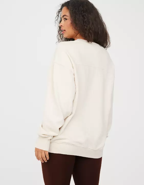 OFFLINE By Aerie Throw-Back Fleece Crewneck Sweatshirt 2 OFFLINE By Aerie Throw-Back Fleece Crewneck Sweatshirt - Image 2