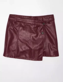 AE High-Waisted Vegan Leather Mini Skort -Aerie Fashion Shop 2331 7576 613 f