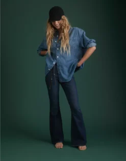 AE77 Premium Denim Boyfriend Shirt