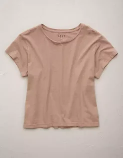 AE77 Premium Boxy Cropped Crewneck Tee -Aerie Fashion Shop 3428 8982 615 f