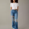 AE Stretch Curvy Ripped Super High-Waisted Flare Jean