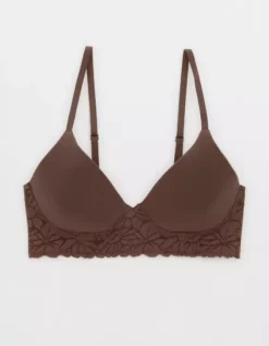 Aerie Superchill Wireless Lightly Lined Lace Trim Bra -Aerie Fashion Shop 7790 5039 215 f
