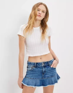 AE Low-Rise Denim Mini Skirt
