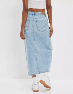 AE Dreamy Drape Low-Rise Denim Maxi Skirt -Aerie Fashion Shop 8332 7489 936 ob